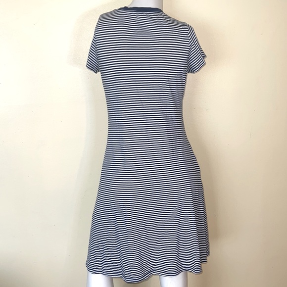 Demylee New York Women's White & Blue Striped A Line Dress Short Sleeve Small - Picture 4 of 9